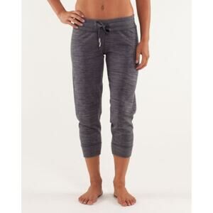 Lululemon Tea Lounge Crop Commuter Denim Fossil Coal  Stretch French Terry Sz 8